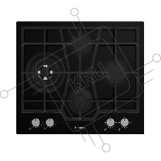 Газовая варочная поверхность Hotpoint HGMTS 643 BL, 4 конфорки, эмалированная сталь, 7800 Вт
