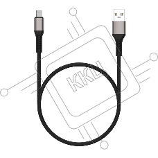 Дата-кабель Maxvi MC-21M USB-MicroUSB 2.4А, 1м, black-grey