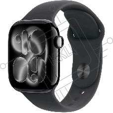 Смарт-часы Apple Watch Series 11 A3331 42мм OLED корп.черный Sport Band рем.черный разм.брасл.:140-190мм (MEQT4LW/A)