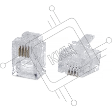 Коннектор Cabeus 6P4C RJ11, кат. 3, неэкр., прозрачный