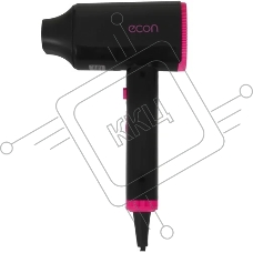 Фен ECON ECO-BH204D черный/розовый, 2000 Вт