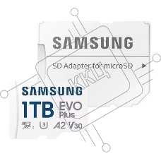 Карта памяти Samsung EVO Plus, microSDXC 1TB, Class 10, A2, V30, UHS-I (U3), W 90 МБ/с, R 160 МБ/с, адаптер на SD