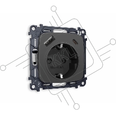 Комплект механизма электрической розетки OMEGA Графит мягкое касание 2USB A+C 20W (быстрая зарядка) с/з QUANT (OP9100, VM160) MO910010