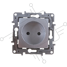 Розетка 2К на винтах, защ. шт., алюминий ETIKA 