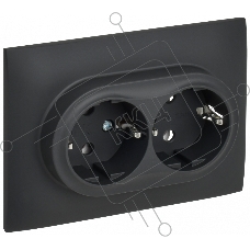 Розетка 2-местная IEK SKANDY SK-R08G (SK-R21-16-K53-F) с заземлением, без защитных шторок 16А в сборе, графит