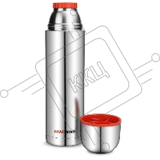 Термос Starwind 20-1200 1.2 л, серебристый/красный, картонная коробка