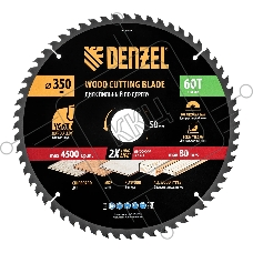 Пильный диск по дереву Denzel ф350 х 50 мм, 60 зубьев 733707