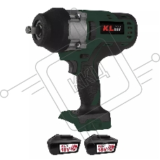 Профессиональный бесщеточный гайковерт аккумуляторный KLPRO KLSS18BHX-80 (18В, Li-ion-2шт, 8.0А·ч, 800Нм, 2 скорости, подсветка,З/У,в кейсе)
