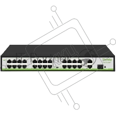 Коммутатор Tiandy TC-P3S027 Spec:H/2421/AT/260, 24×100 Мбит/с PoE + 2×1 Гбит/с Uplink + 1×1 Гбит/с SFP, неуправляемый