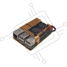 Корпус ACD RA504 Gold Metal Aluminum Case with Double Fans for Raspberry Pi 4B