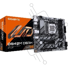 Материнская плата Gigabyte B840M DS3H, AM5, AMD B840, 4xDDR5, 4xSATA, 2xM.2, 1xPCIe 4.0 x16, 1xPCIe 3.0 x4, 2xDP, 1xHDMI, 1x2.5Gb LAN, 3xUSB-A 5Gbps, 8xUSB-A 2.0, 1xUSB-C 5Gbps, 3x3.5 мм, 7.1, mATX