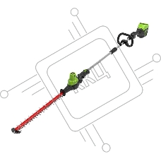 Кусторез штанговый аккумуляторный GreenWorks GD60PHT61, 60 В, 51 см, бесщеточный, без АКБ и ЗУ (2301107)