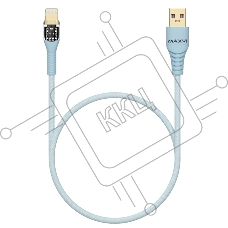 Дата-кабель Maxvi MC-31L USB-Lightning 2.4А, прозрачный корпус, LED подсветка, 1.2м, sky blue