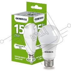 Лампа светодиодная GENERICA LL-A60-15-230-40-E27-G A60 15Вт грушевидная 4000К E27 230В