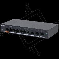 Коммутатор 8-портовый DAHUA DH-CS4010-8ET-60, PoE с функцией облачного управления L2, 8xRJ45 100Mb PoE, 2xRJ45 1Gb (uplink), суммарно 60Вт, коммутация 4.8 Гб, MAC-таблица 8К, металл