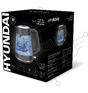 Чайник электрический Hyundai HYK-G3503 1.7л. 2200Вт черный/серебристый (корпус: стекло)