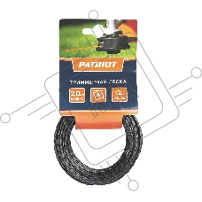 Леска PATRIOT D 2,0 мм L 12 м (скрученный квадрат, черный) 200-12-5, картонный подвес