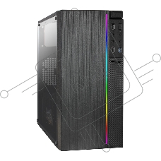 Корпус Minitower ExeGate mEVO-9301-NPX400 (mATX, БП 400NPX с вент. 12см, с окном, 2*USB+1*USB3.0, HD аудио, черный, с RGB подсветкой)