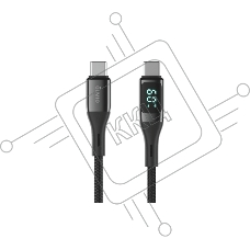 Кабель OLMIO GEEK, Type-C - Type-C, 60W, 1.2м, тканевая оплетка, LCD, черный