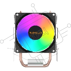 Кулер TESLA SHADOW 902 FRGB, 1х92мм, 2400rpm, 4-pin, Al+Cu, черный/FRGB, 52CFM, 23дБ, 2-PIPE, TDP 110Вт, INTEL 1700/1200/115x/775/1366, AMD AM5/AM4/AM3(+)/AM2(+)/FM2(+)/FM1/754/940/939 (TSL-902PWM-FRGB)