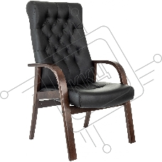 Кресло офисное Бюрократ T-9928WALNUT-CF черный, кожа, на ножках, дерево