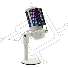 Микрофон конденсаторный Gembird M-01NW, подсветка RGB, шумоподавление, настольный держатель, белый