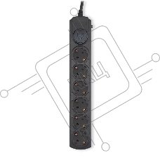 Сетевой фильтр Ippon BK-6-EU-3-16-B 3м (6 розеток) черный (коробка)
