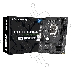 Материнская плата Maxsun Challenger B760M-F, LGA 1700, Intel B760, 2xDDR4, 3xSATA III, 2xM.2, 1xPCIe 4.0 x16, 1xHDMI, 1xVGA, 1xRJ-45 1Gb LAN, 2xUSB 3.2 Gen 1, 4xUSB 2.0, 3x3.5 мм, 5.1, mATX