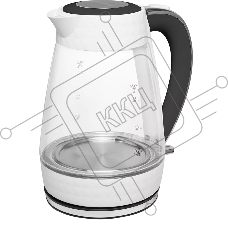 Чайник электрический Polaris PWK-1704-СGL белый/черный, 2200W, 1,7 л, стекло, подсветка