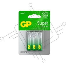 Алкалиновые батарейки GP Super Alkaline G-Tech 15А АA - 6 шт. на блистере