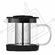 Чайник заварочный Galaxy LINE GL 9360, черный, 600 мл, фильтр из нержавеющей стали 18/10, колба из боросиликатного стекла, носик антикапля, подходит для любых плит, кроме индукционных, выдерживает температуру от -40 до 150 C°, крышка с силиконовыми вставк