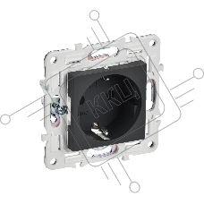Розетка IEK SKANDY SK-R06G (SK-R14-16-1-K53) с заземлением, с защитными шторками, 16А безвинтовое крепление, графит