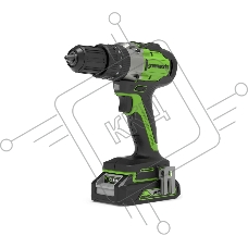 Дрель-шуруповерт GREENWORKS GD24DD60K2, Аккумуляторная, 18В, Ударная, Кейс