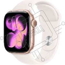 Смарт-часы Apple Watch Series 11 A3331 42мм OLED корп.розовое золото Sport Band рем.белый разм.брасл.:150-200мм (MEU44LW/A)