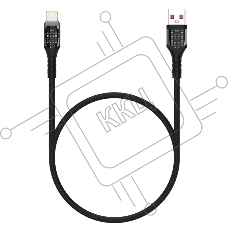 Дата-кабель Maxvi MC-33L USB-Lightning 2.4А, прозрачный корпус, LED подсветка, 1м, черный