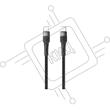 Кабель OLMIO BOLT, Type-C - Type-C, 60W, 1.2м, тканевая оплетка, черный