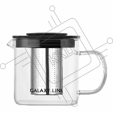 Чайник заварочный Galaxy LINE GL 9358, черный, 600 мл, фильтр из нержавеющей стали 18/10, колба из боросиликатного стекла, носик антикапля, подходит для любых плит, кроме индукционных, выдерживает температуру от -40 до 150 C°, крышка с силиконовыми вставк