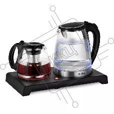 Чайный набор Kitfort КТ-6180 2л. 1500Вт черный (корпус: стекло)