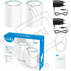 Бесшовный Mesh роутер Cudy M1300 (M1300 2-PACK) AC1200 10/100/1000BASE-TX/Wi-Fi белый (упак.:2шт)