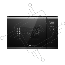 Встраиваемая микроволновая печь Kuppersberg HMW 651 BX, High-Tech, 25 л, мощность 900 Вт, кварцевый гриль, поворотный стол, 5 уровней мощности, 8 автоматических программ, размораживание, сенсорное управление, дисплей, черный/нержавеющая сталь