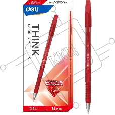 Набор ручек шариковых Deli Think EQ8-RD, красные чернила (12шт), линия 0.5мм