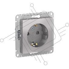 Механизм розетки 1-м СП AtlasDesign с заземл. защ. шторки 16А алюм. SchE ATN000345