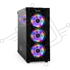 Компьютерный корпус Miditower ExeGate i3 BASE-EVO800 (ATX, БП EVO800RGb с вент. 12 см, с окном, 1*USB+1*USB 3.0, аудио, 4 вент. 12см с RGb подсветкой)