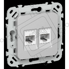 Розетка 2-местная компьютерная RJ45 категория 5Е UTP РК5е-2-0-ФлА алюминий FLITE