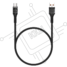 Дата-кабель Maxvi MCw-63T USB-Type-C 3А, прозрачный корпус, LED подсветка, 1м, черный