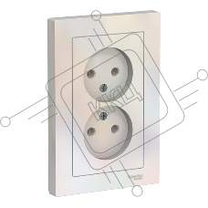 Розетка 2-м AtlasDesign без заземл. 16А в сборе жемчуг SchE ATN000420