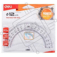 Транспортир Deli Pioneer EG10212 пластик дл.12см прозрачный градуировка УФ чернила европодвес