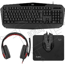 Игровой комплект SVEN GS-4300 клавиатура+мышь+гарнитура+коврик