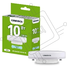 Лампа светодиодная GENERICA LL-T80-10-230-65-GX53-G T80 10 Вт таблетка 6500К GX53 230В