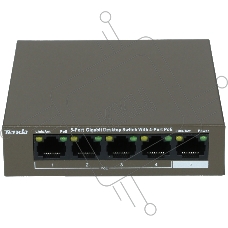 Коммутатор Tenda TEG1105P-4-63W, 4×1 Гбит/с PoE + 1×1 Гбит/с Uplink, неуправляемый